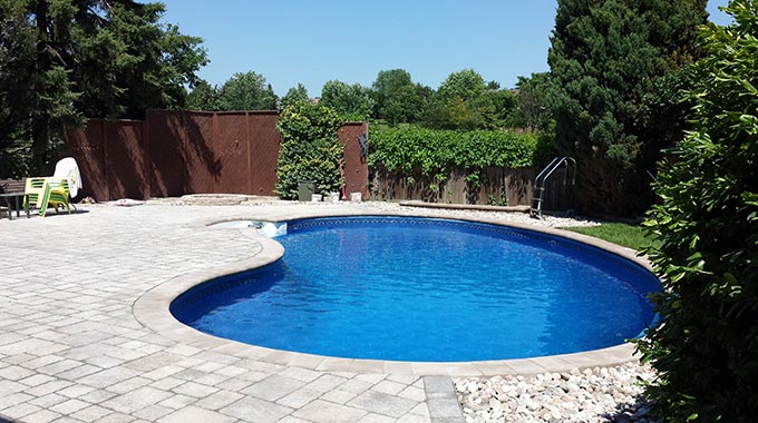 Markham Toronto swimming pool patio interlocking retaining walls